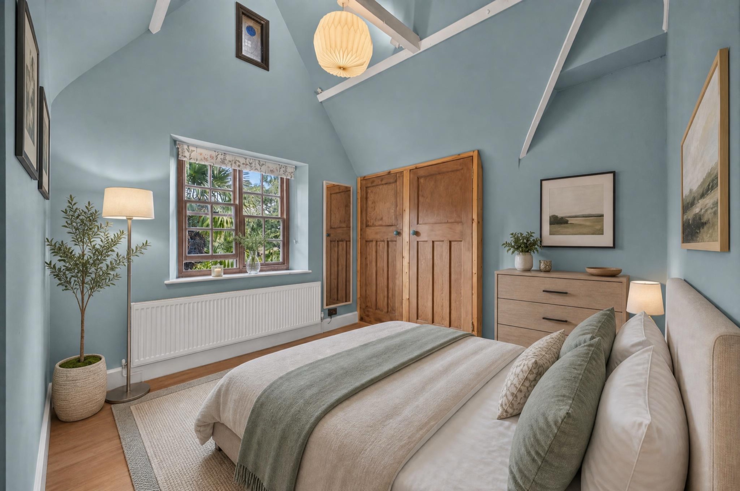 The same room furnished through virtual staging